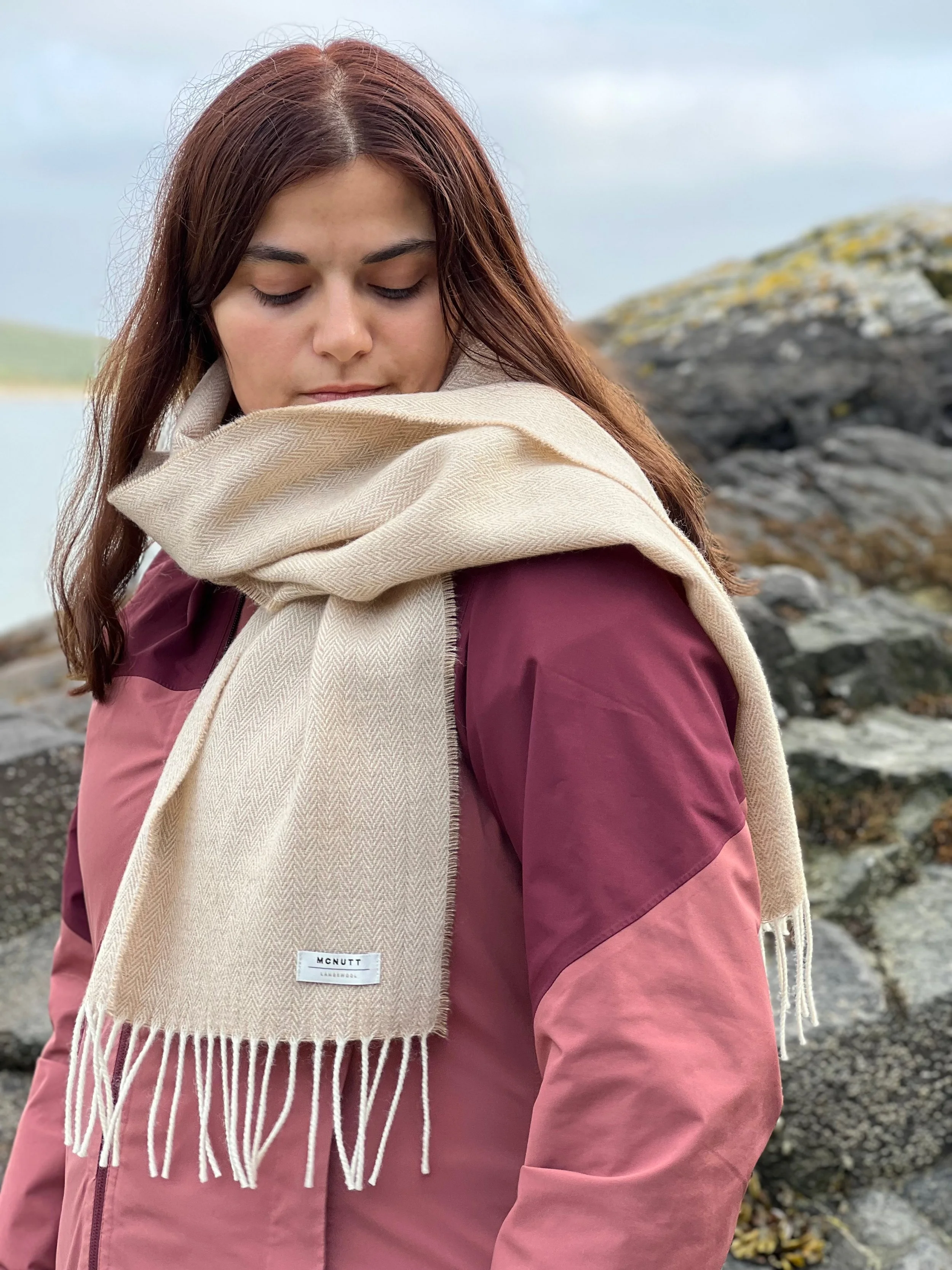 Spotted Strawberry Merino Lambswool Scarf | McNutt of Donegal